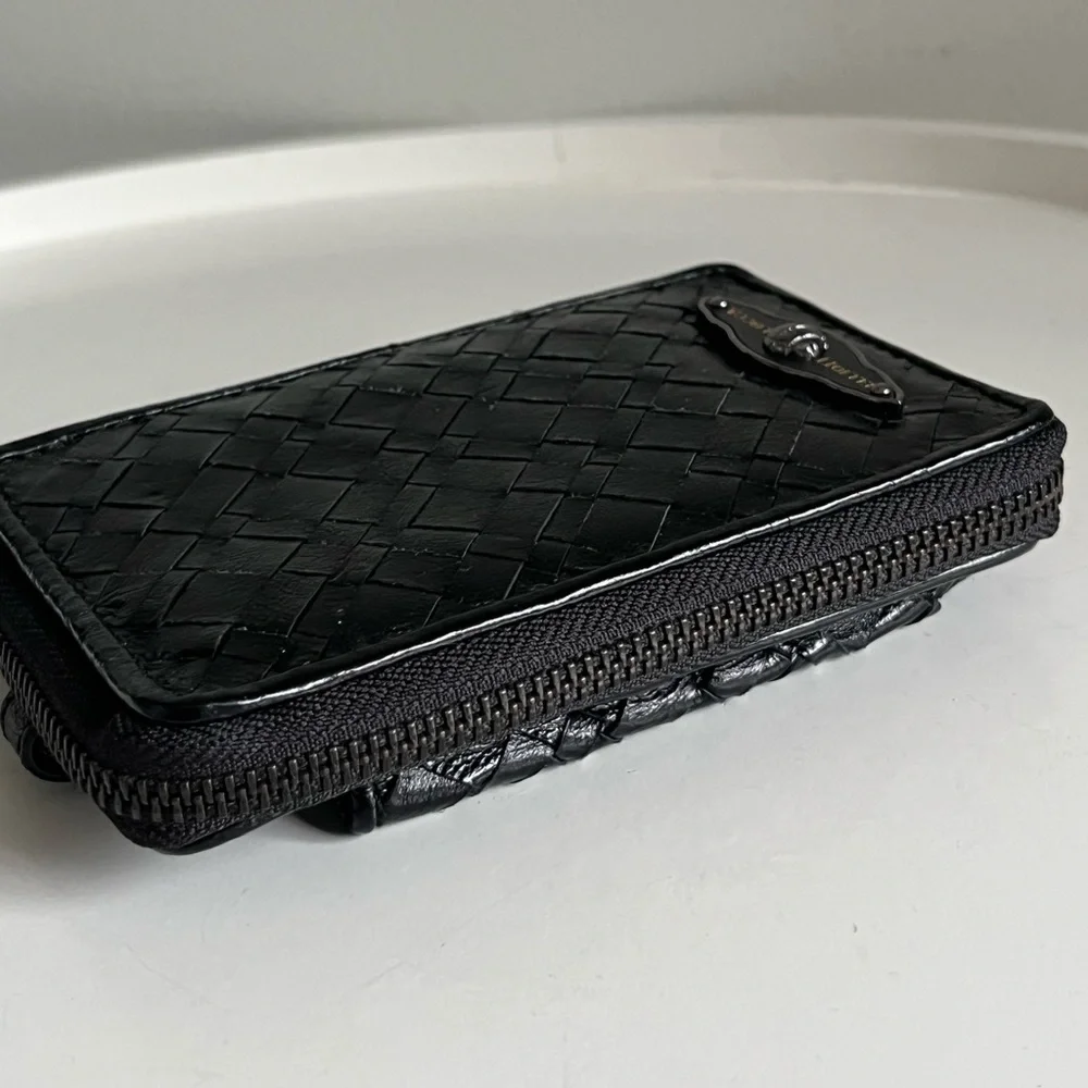 Elliot Lucca Black Woven Wristlet Wallet Money Cards Holder Clutch - Picture 9 of 12